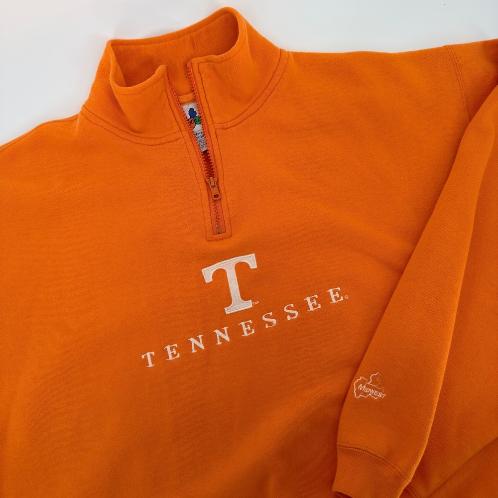 Vintage Tennessee Volunteers Midwest Embroidery 1/4 Zip Sweatshirt Orange Large